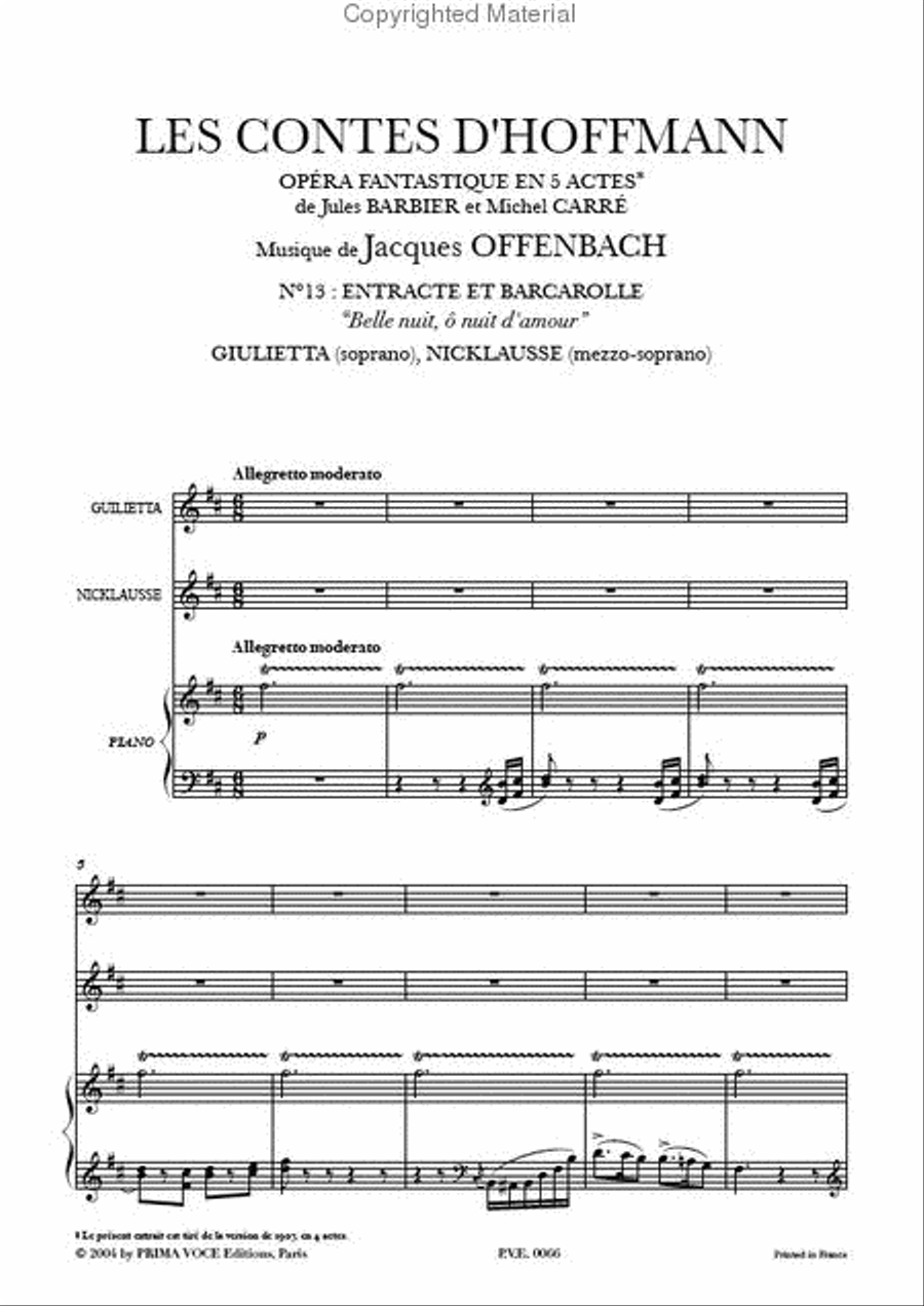 Belle nuit, o nuit d'amour from Les Contes d'Hoffmann Mezzo-Soprano Voice scores gallery preview page 2