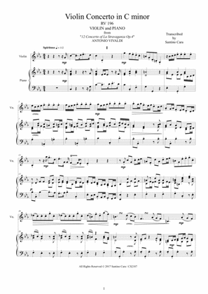 Vivaldi - Concerto No.10 in C minor Op.4 Rv196 for Violin and Piano
