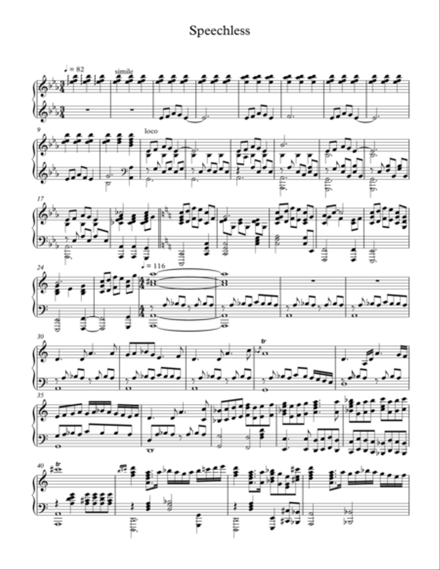 Speechless Speechless Piano Solo scores gallery preview page 1