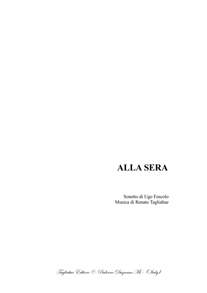 ALLA SERA - Sonetto by Ugo Foscolo - For SATB Choir - Score Only image number null