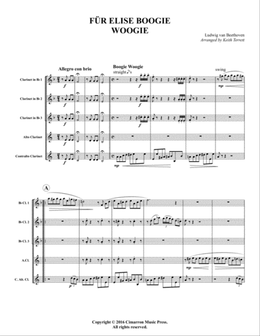 Fur Elise Boogie Woogie Clarinet scores gallery preview page 2