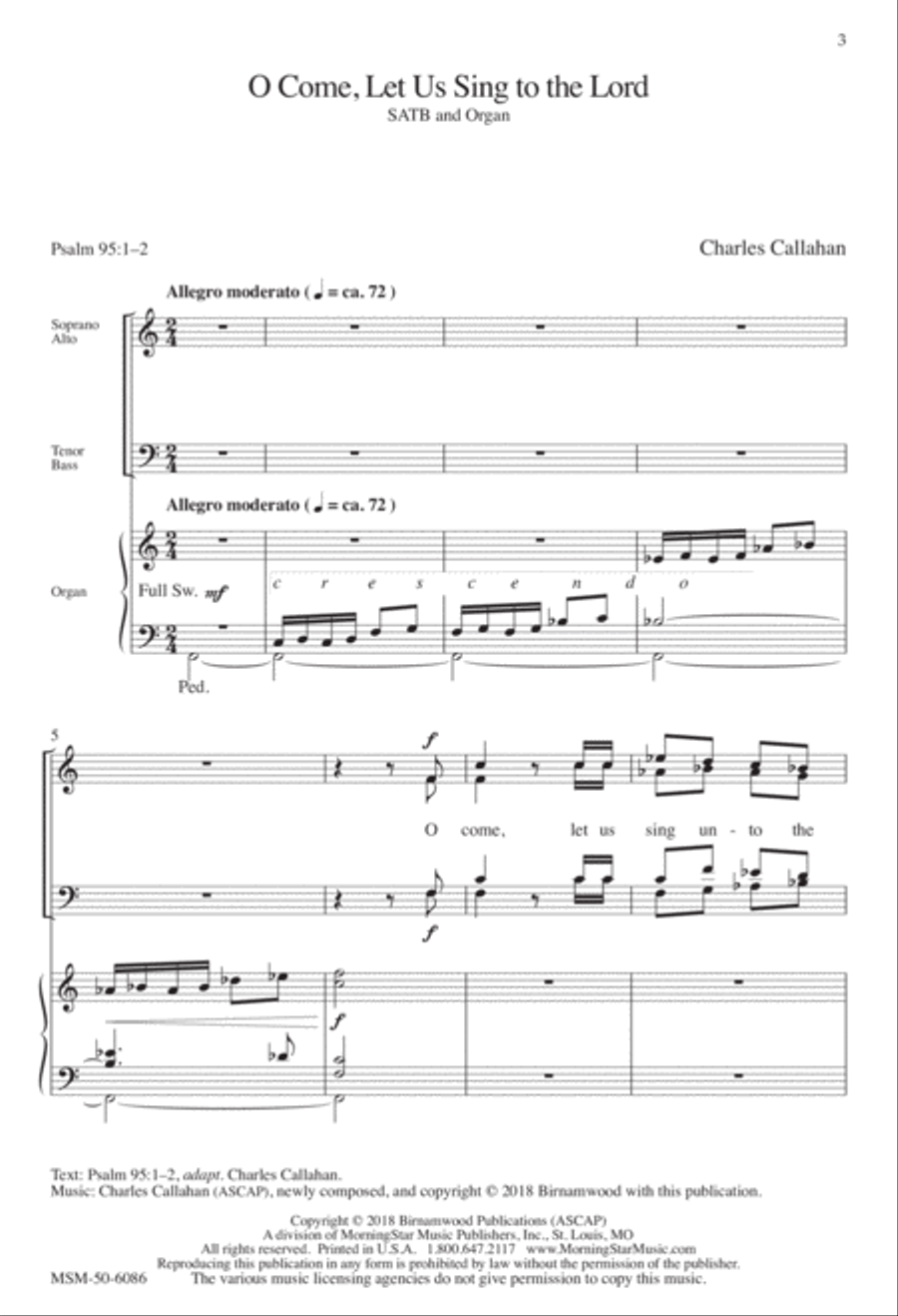 O Come, Let Us Sing to the Lord: Six Short Anthems or Introits 4-Part scores gallery preview page 2