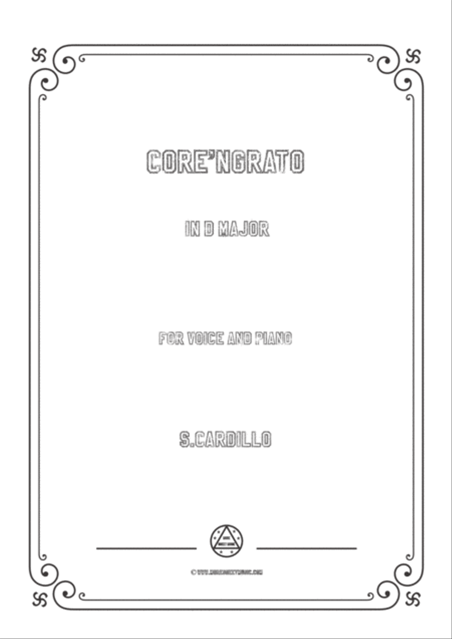 Cardillo-Core'ngrato in D Major,for Voice and Piano Voice Solo scores gallery preview page 1