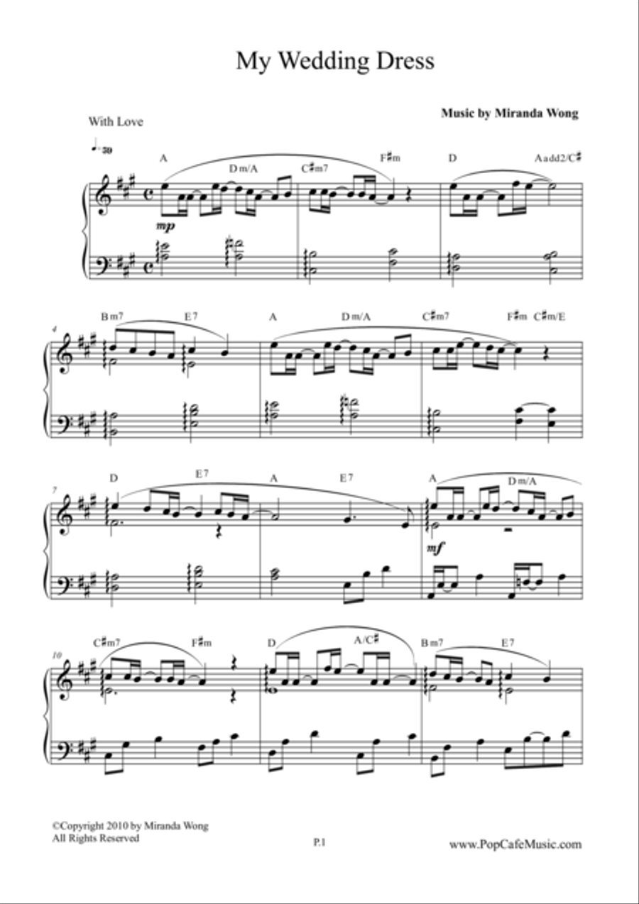 My Wedding Dress - Wedding Piano Music 4-Part scores gallery preview page 1