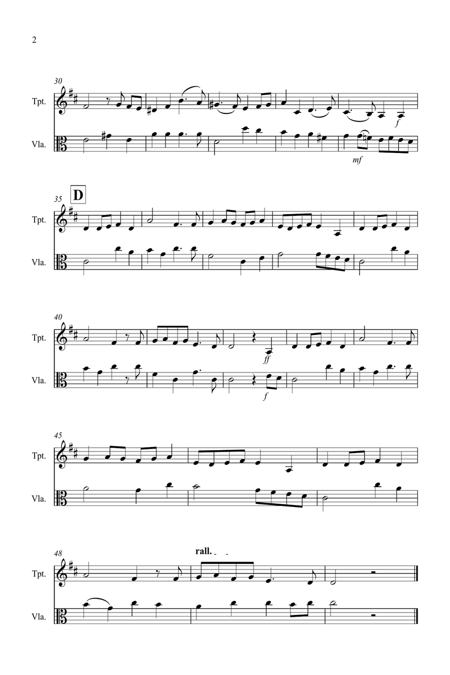 Prelude from Te Deum for Trumpet and Viola Duet B-Flat Trumpet scores gallery preview page 2