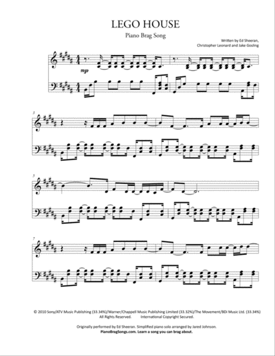 Lego House Easy Piano scores gallery preview page 2