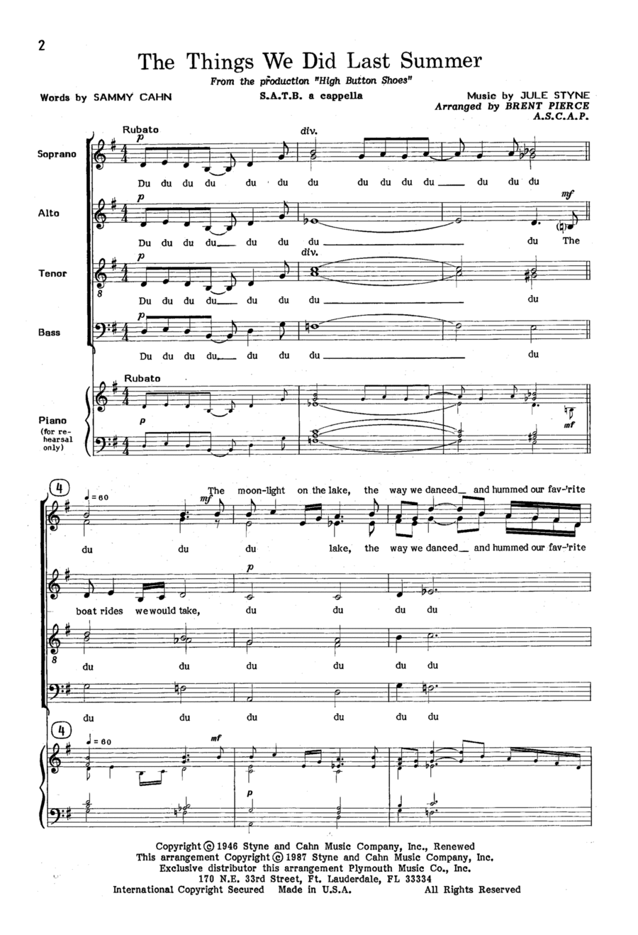 Things We Did Last Summer 4-Part scores gallery preview page 1