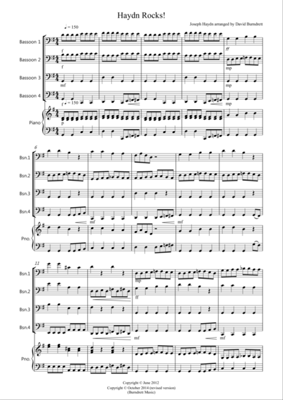 Haydn Rocks! for Bassoon Quartet Bassoon Quartet scores gallery preview page 1