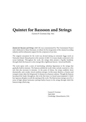 Carson Cooman: Quintet for Bassoon and Strings (2005–08) for bassoon and string quartet