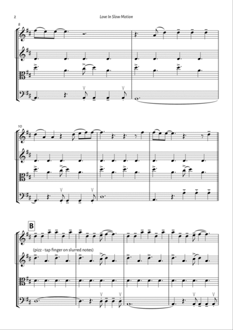 Love In Slow Motion String Quartet scores gallery preview page 2
