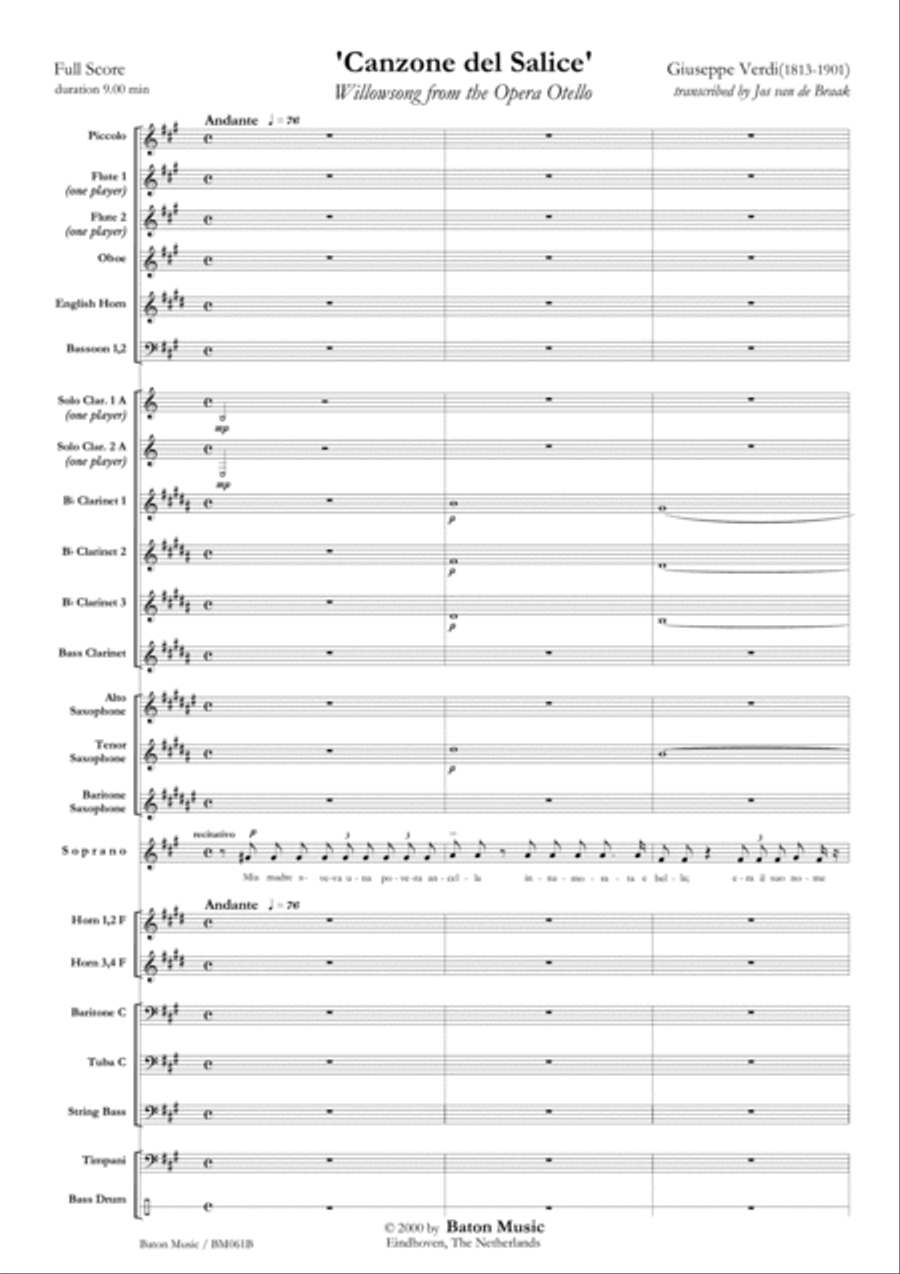 Canzone del Salice Concert Band scores gallery preview page 2
