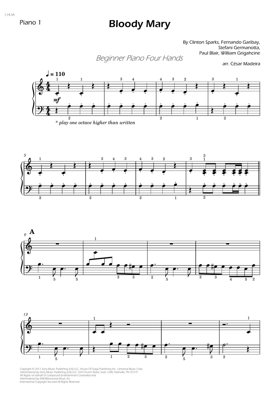 Bloody Mary 1 Piano, 4-Hands scores gallery preview page 1
