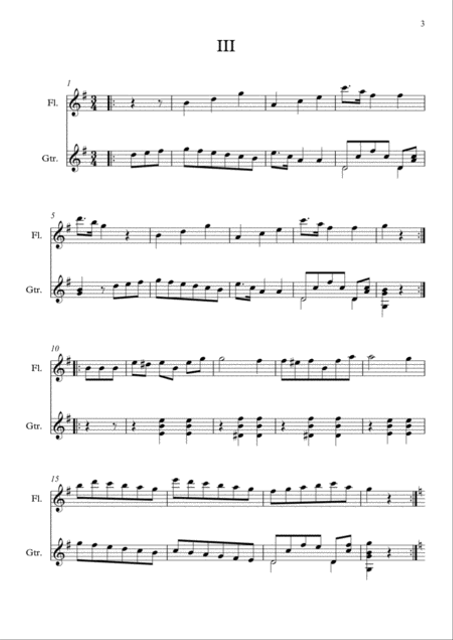 12 Walzes for Flute and Guitar duet Flute scores gallery preview page 4