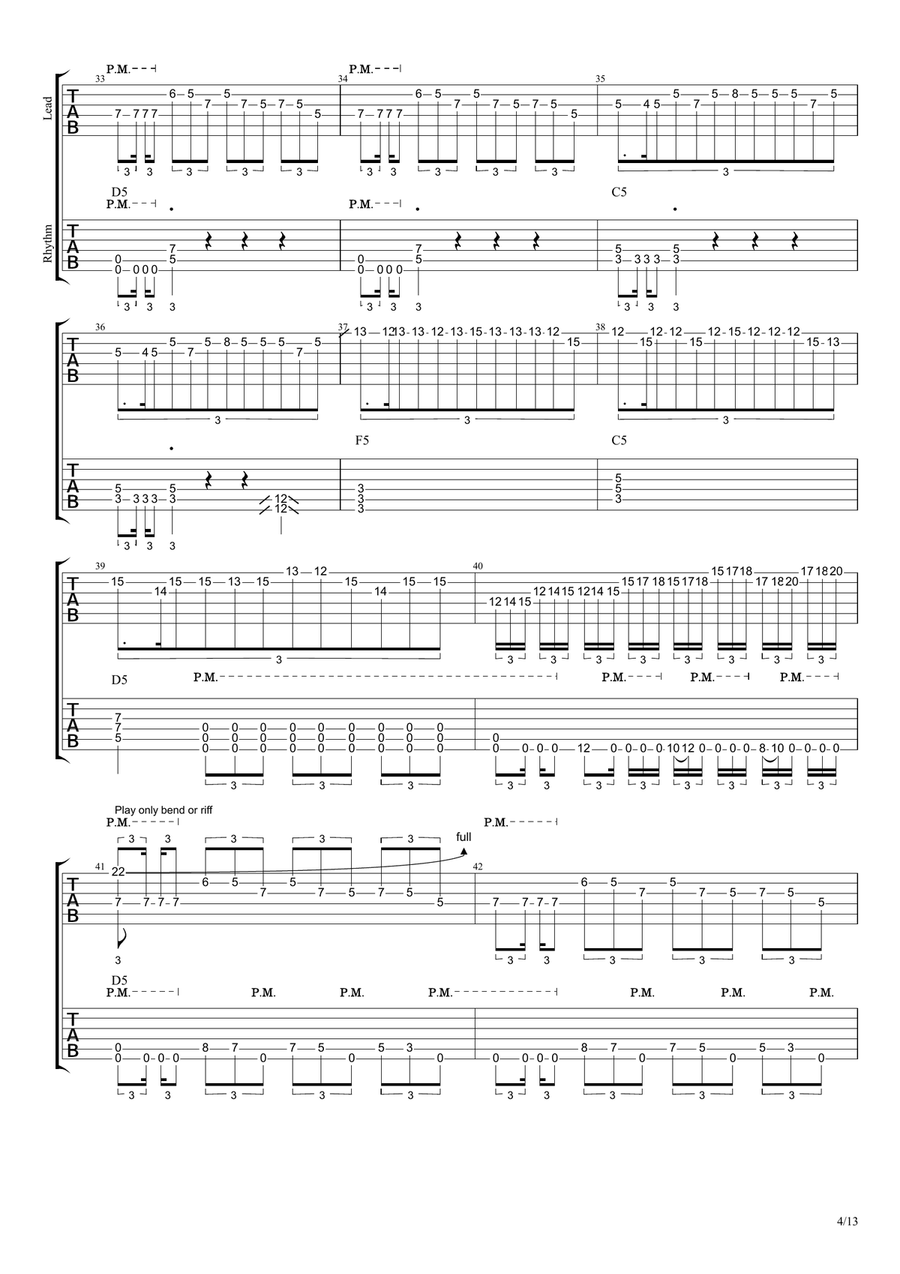 Last Of The Mohicans (main Theme) Guitar Tablature scores gallery preview page 4