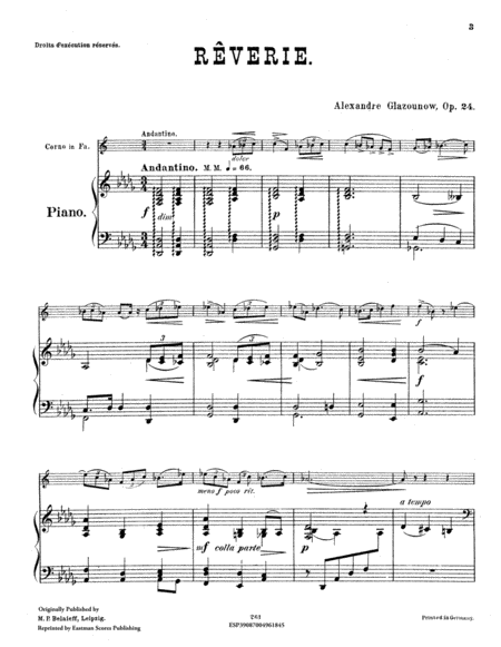 Reverie, for horn and piano. Op. 24