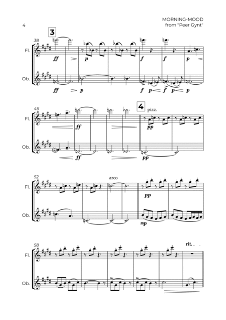 MORNING-MOOD - EDVARD GRIEG - FLUTE & OBOE Woodwind Duet scores gallery preview page 4