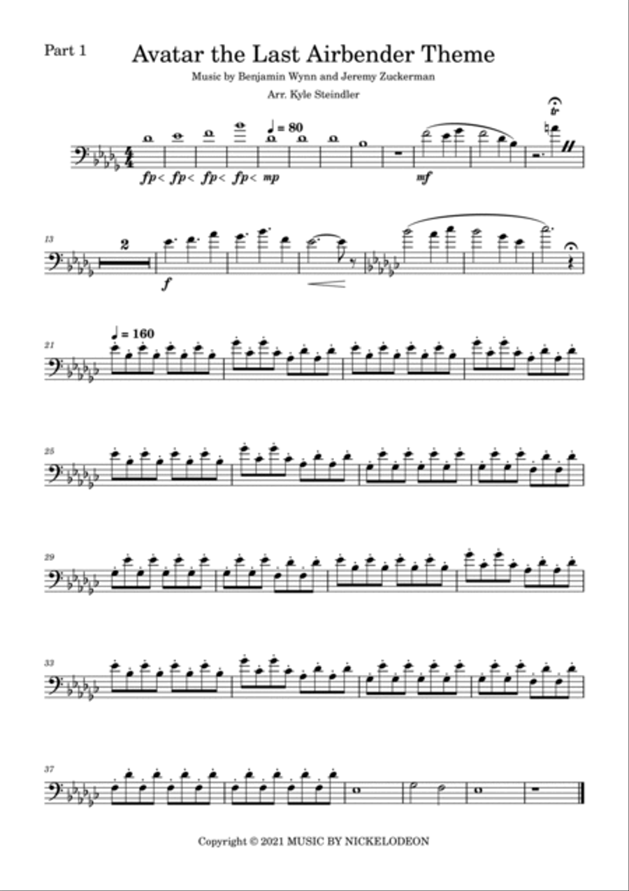 Avatar: The Last Airbender - Main Title Theme Brass Ensemble scores gallery preview page 5