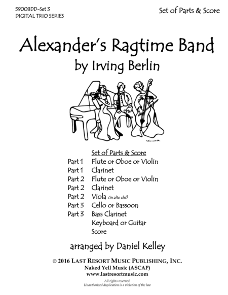 Alexander's Ragtime Band for Woodwind, String, and Piano Trio Full Set of Parts