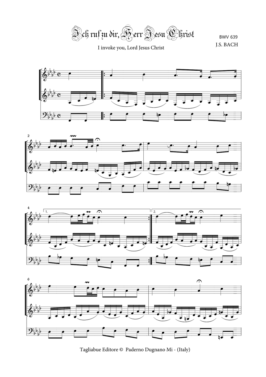BACH J.S. - BWV 639 - ICH RUF DIR, HERRE JESU CHRIST - For Organ Organ Solo scores gallery preview page 1