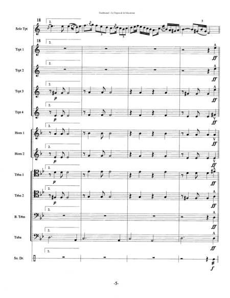 La Virgen De La Macarena for Solo Trumpet, 10-part Brass Ensemble & Percussion image number null