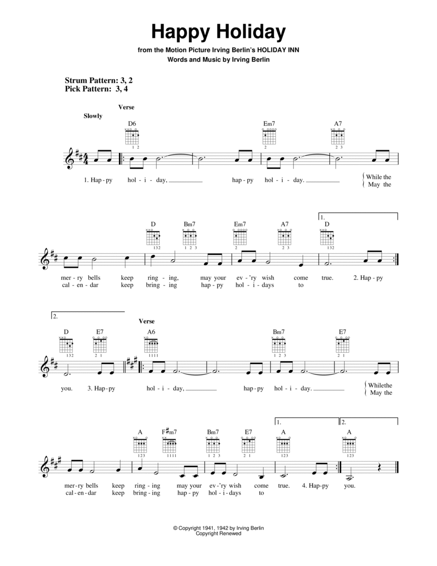 Happy Holiday Happy Holiday Easy Guitar scores gallery preview page 1
