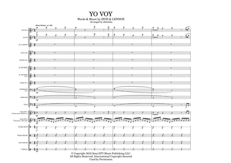 Yo Voy - Score Only Marching Band scores gallery preview page 1