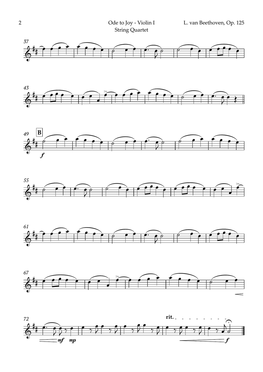 Ode to Joy by Beethoven for String Quartet String Quartet scores gallery preview page 6