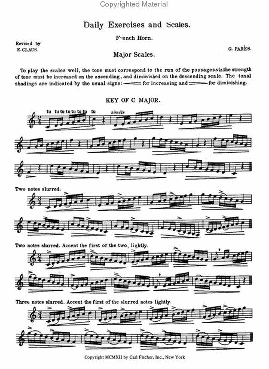 Daily Exercises And Scales For French Horn