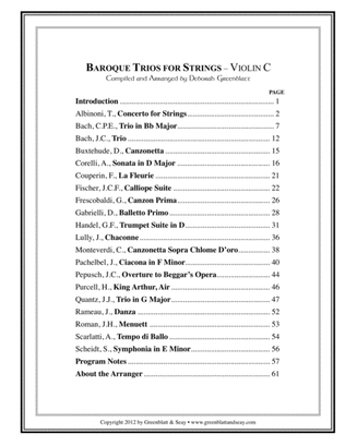 Book cover for Baroque Trios for Strings - Violin C