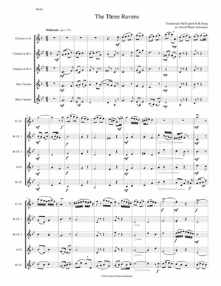 Variations on The Three Ravens for clarinet quintet