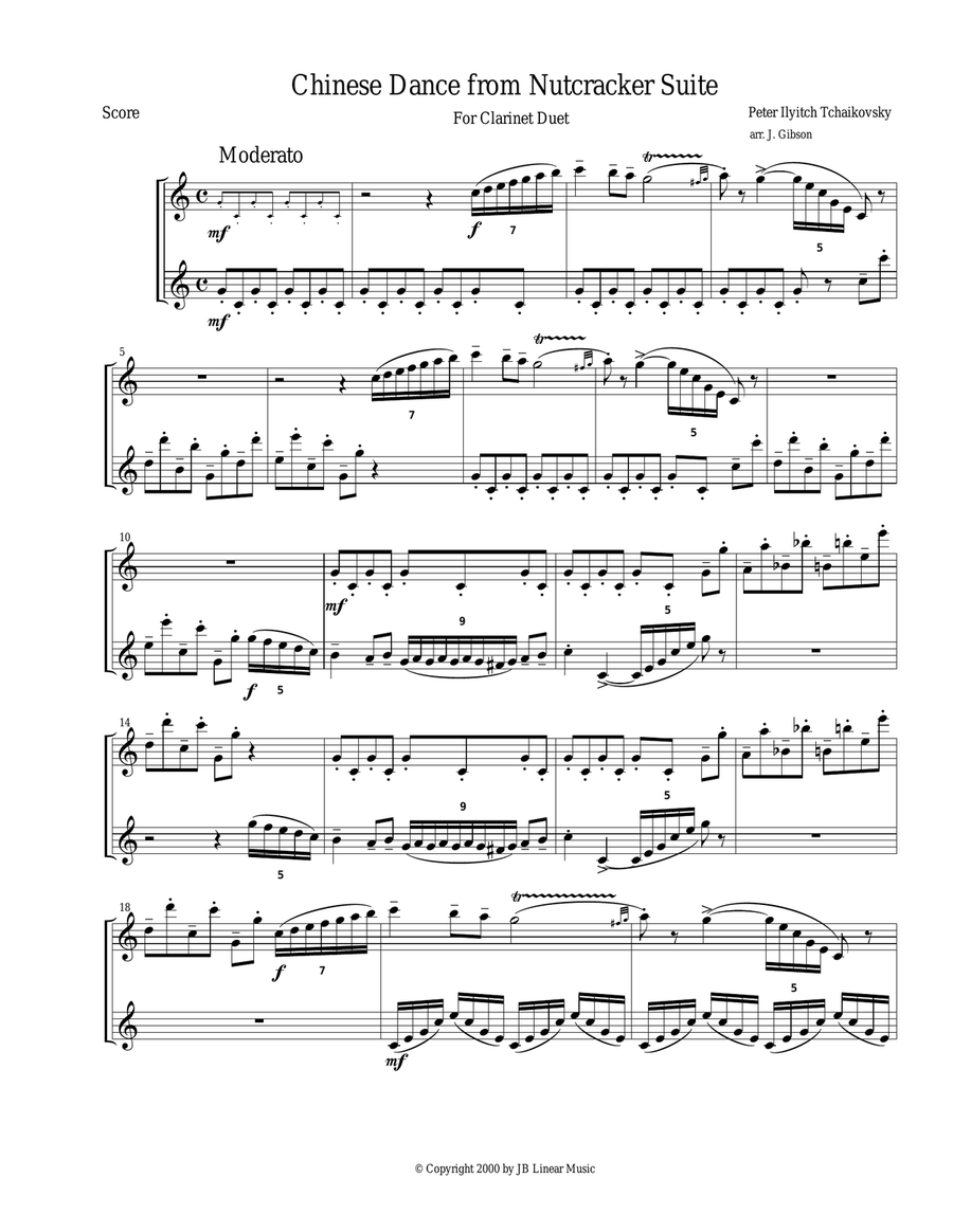 3 Pieces from The Nutcracker for Clarinet Duet Clarinet Duet scores gallery preview page 5