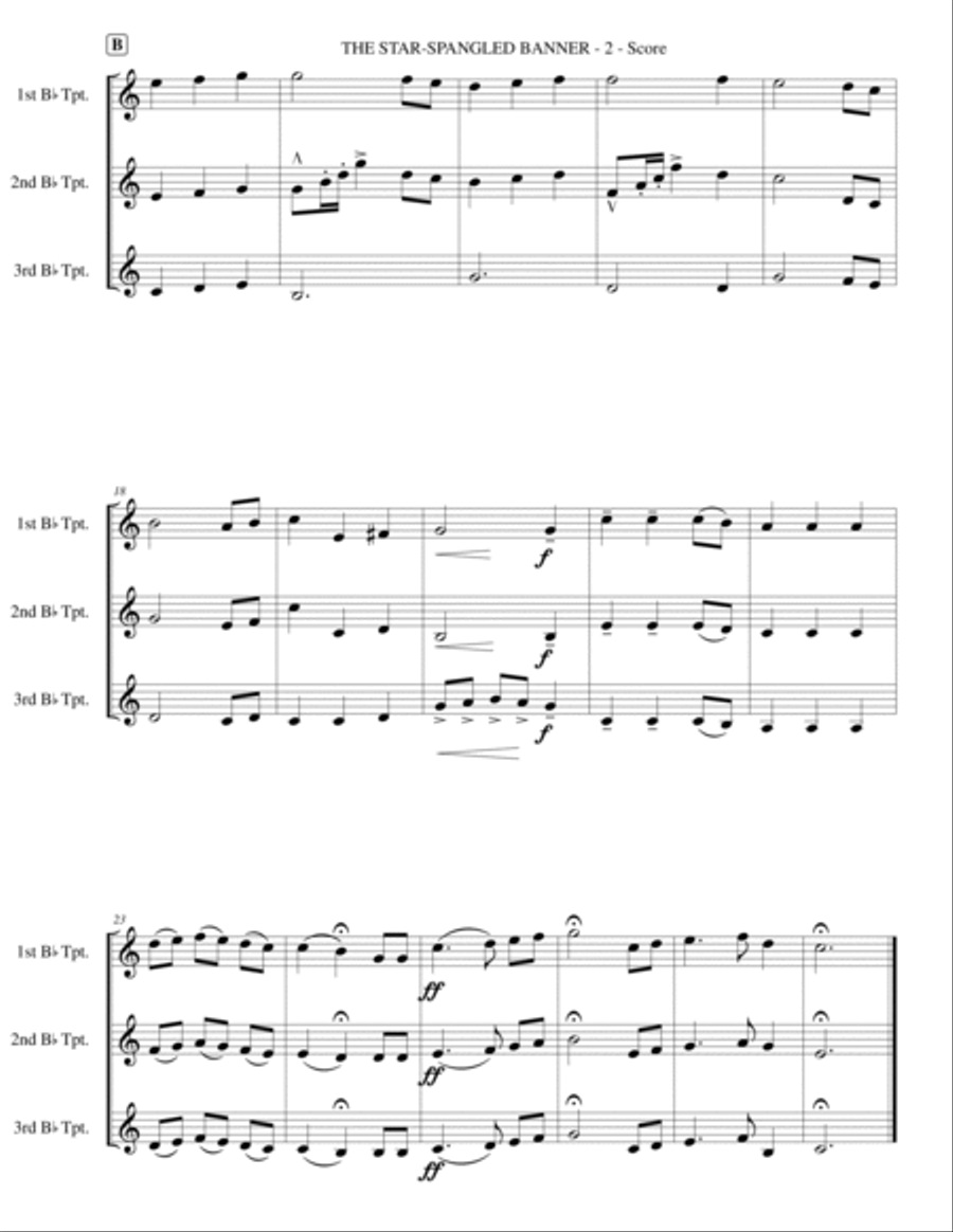 The Star-Spangled Banner (National Anthem) - Trumpet Trio Trumpet Trio scores gallery preview page 3