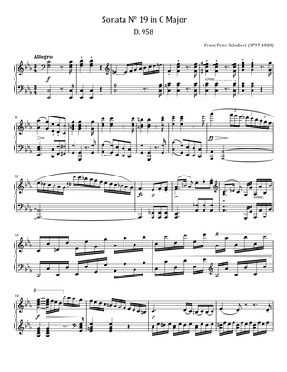 Book cover for Schubert - Piano Sonata No. 19 in C Minor, D.958 - Original For Piano Solo Complete