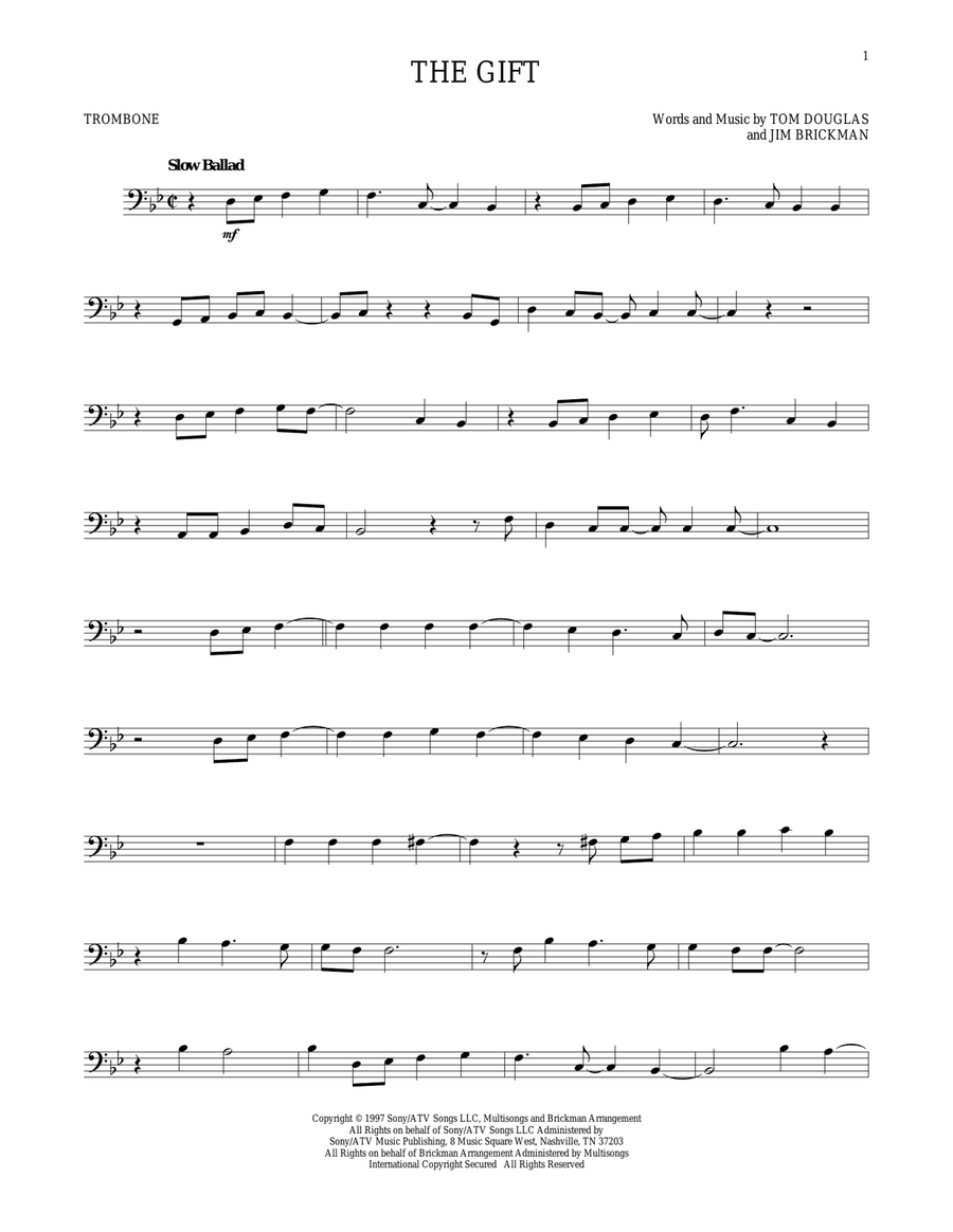 The Gift Trombone Solo scores gallery preview page 1
