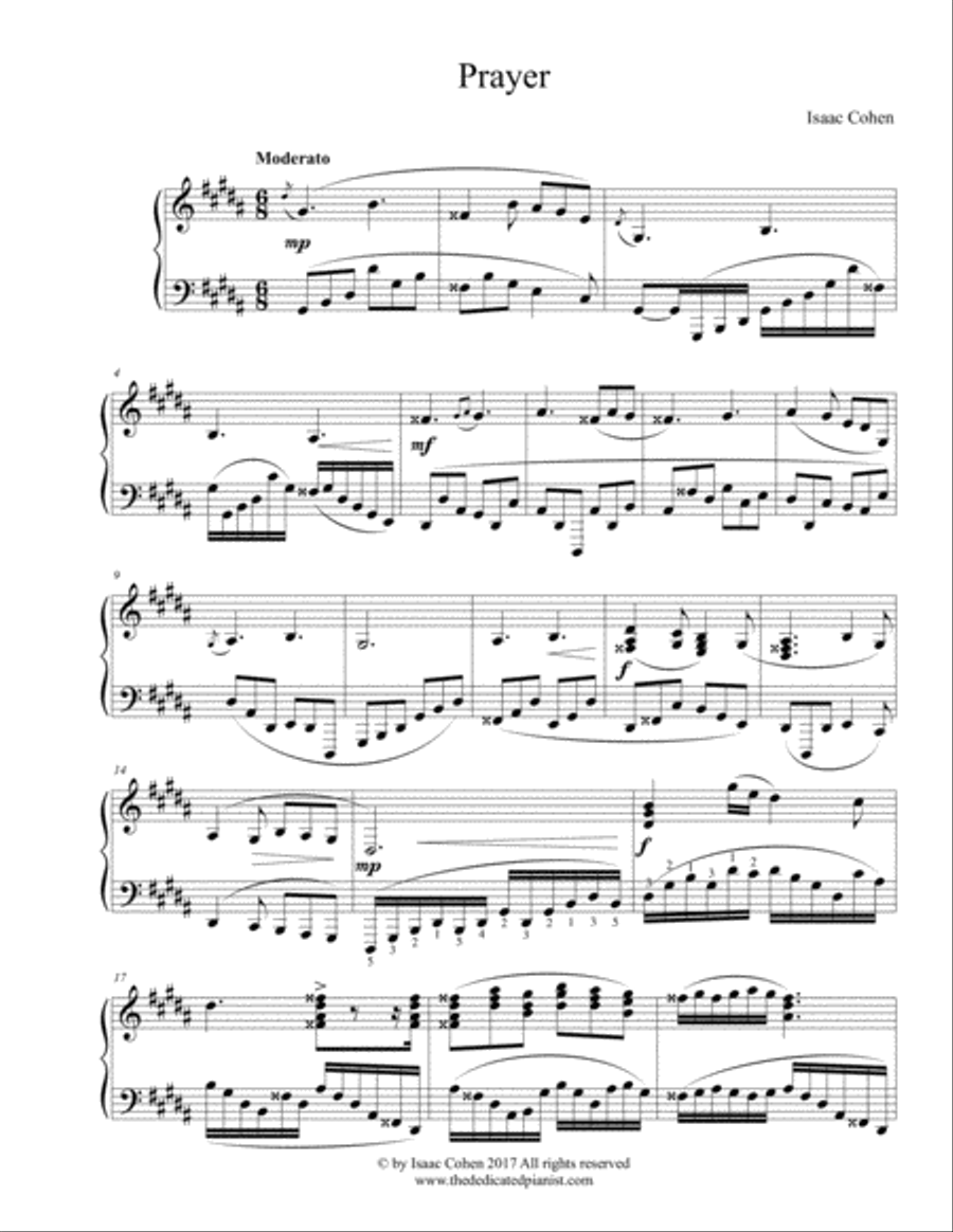 Prayer Prayer Piano Solo scores gallery preview page 1