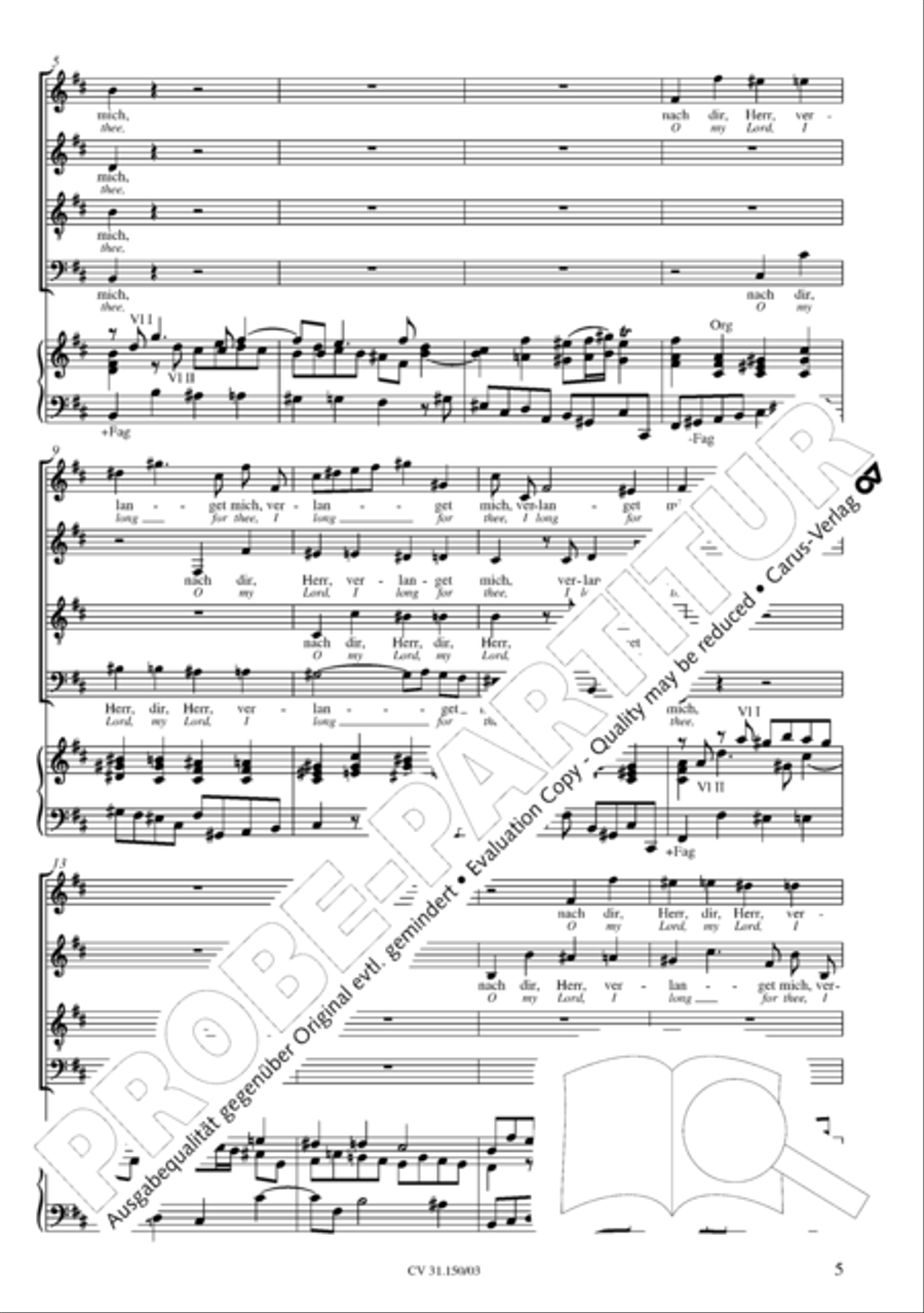 O my Lord, I long for thee (Nach dir, Herr, verlanget mich) 4-Part scores gallery preview page 6