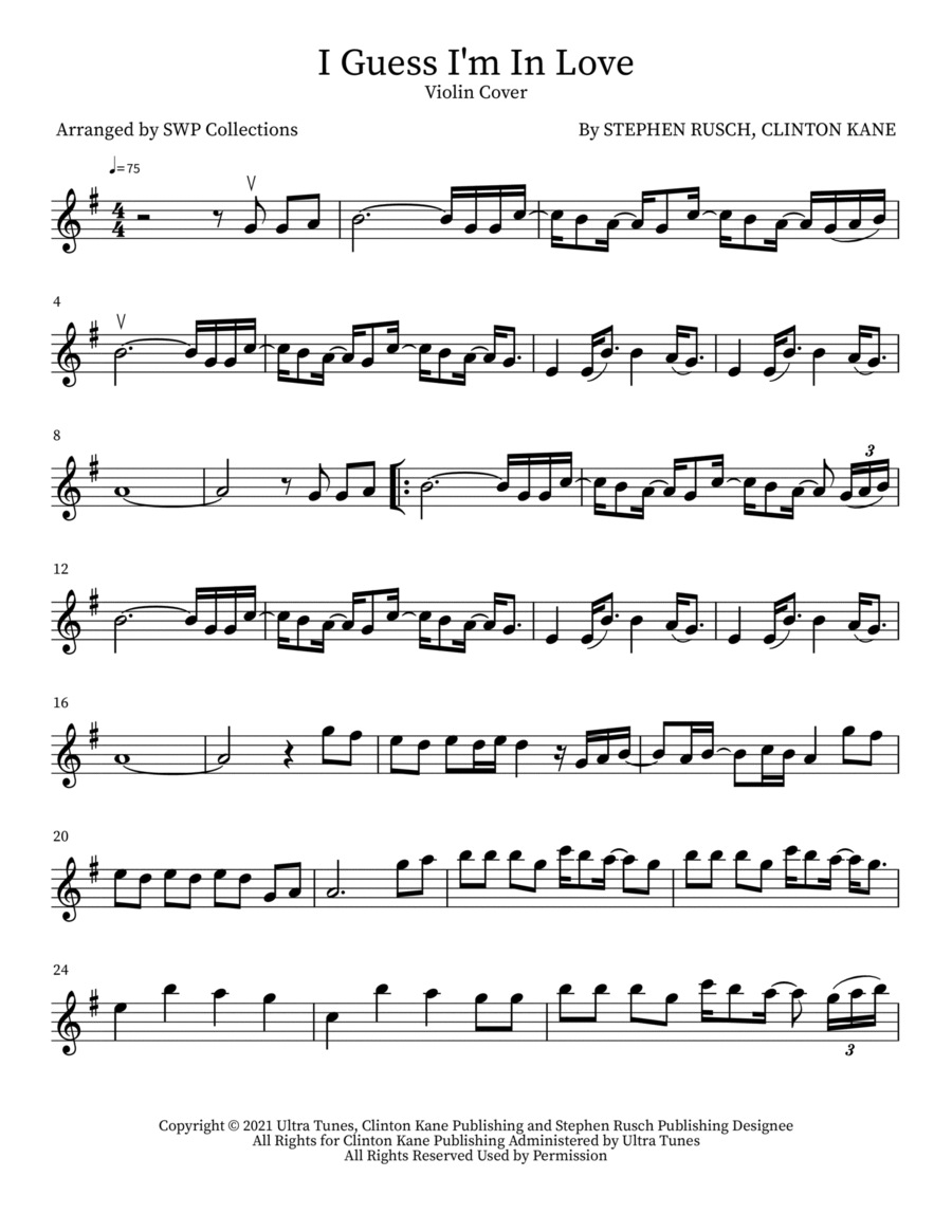 I Guess I'm In Love Violin Solo scores gallery preview page 1