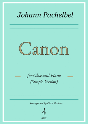 Book cover for Pachelbel's Canon in D - Oboe and Piano - Simple Version (Individual Parts)