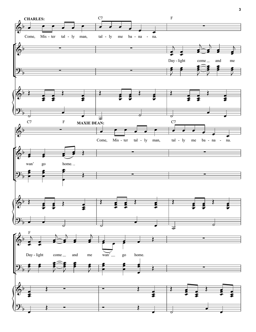 Day-O (The Banana Boat Song) (from Beetlejuice The Musical) (arr. Kris Kulul) Piano, Vocal scores gallery preview page 3