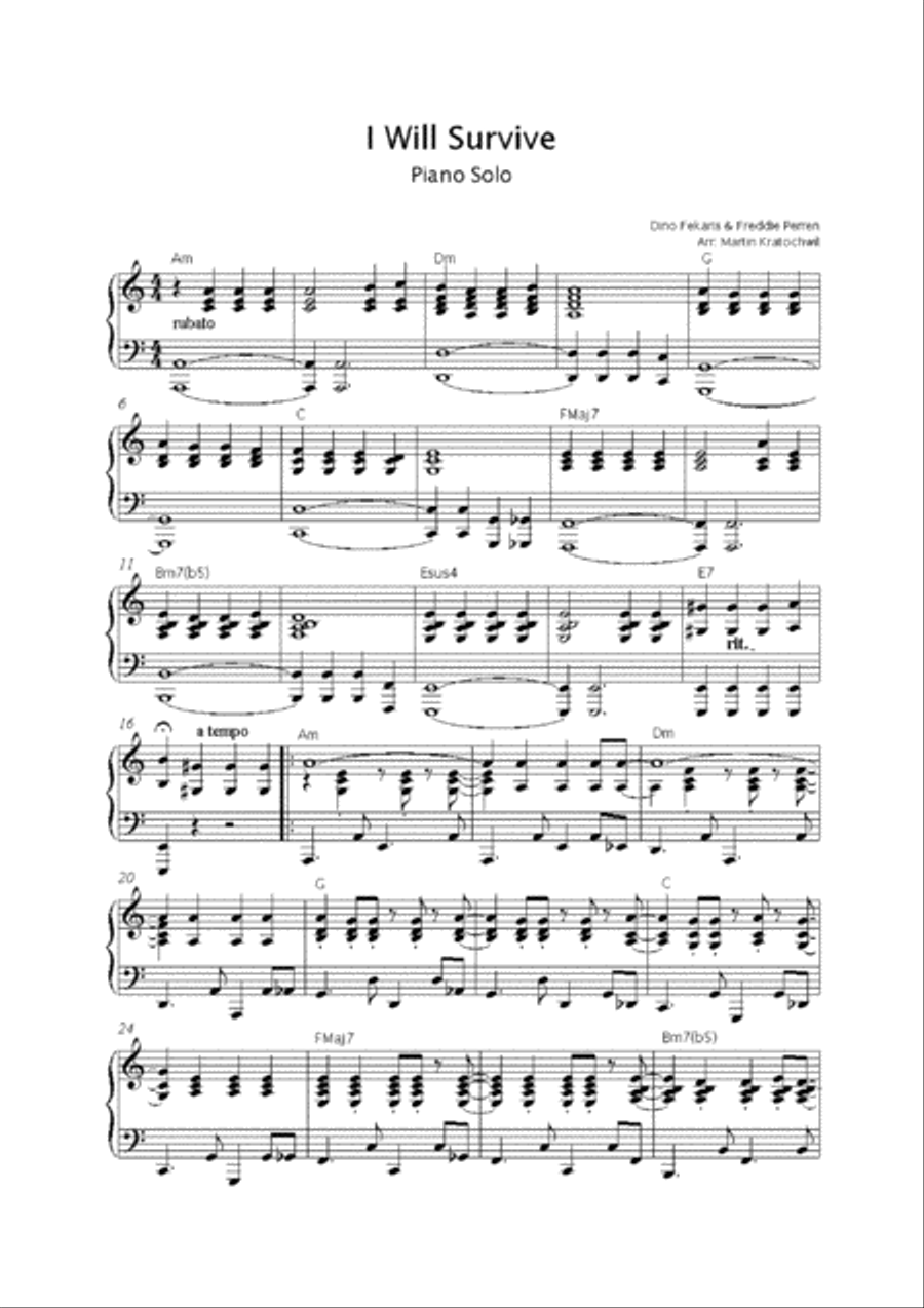 I Will Survive Piano Solo scores gallery preview page 2