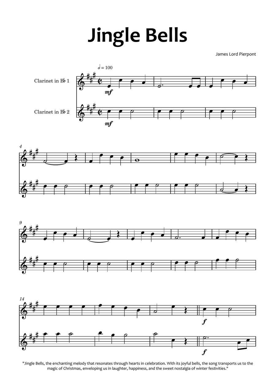 Jingle Bells Clarinet Duet scores gallery preview page 1