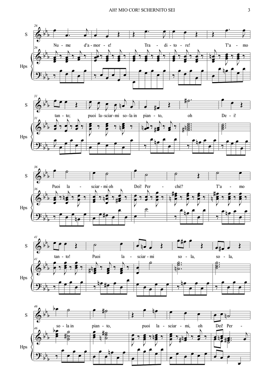 AH! MIO COR, SCHERNITO SEI! - From "Alcina" HWV 34 - Arr. for Soprano and Piano/Harpschord image number null