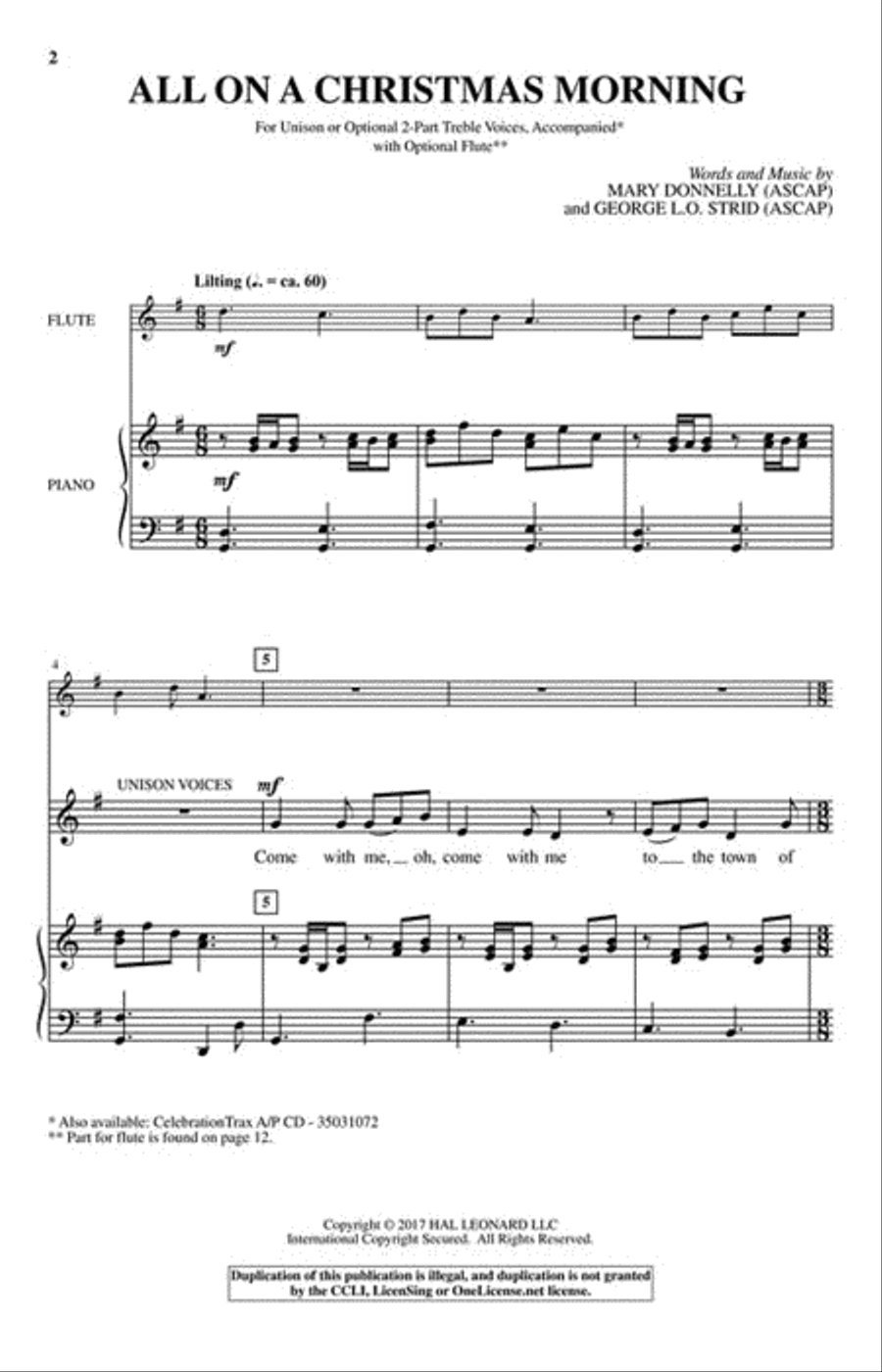 All on a Christmas Morning Unison Choir scores gallery preview page 2