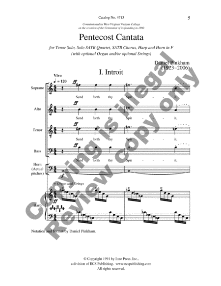 Pentecost Cantata (Choral Score)