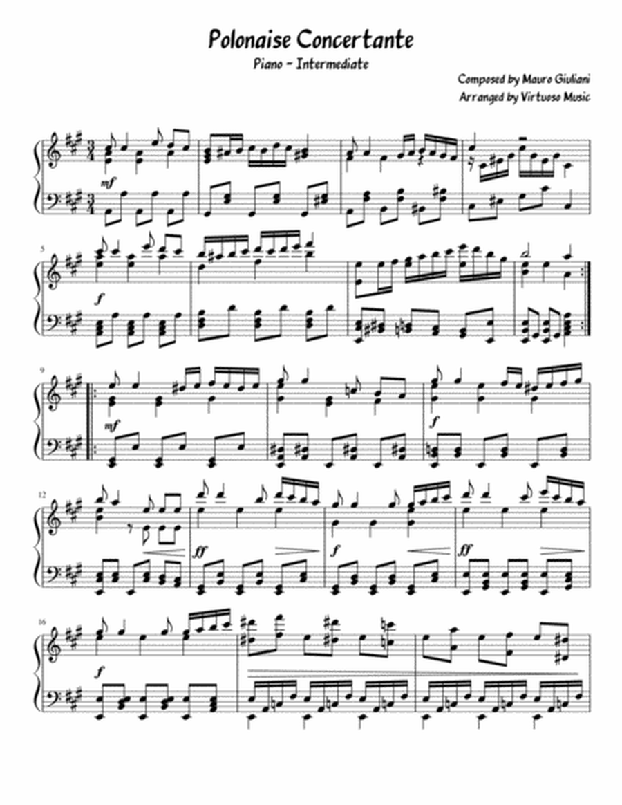 Mauro Giuliani - Polonaise Concertante (Piano Solo: Intermediate) image number null