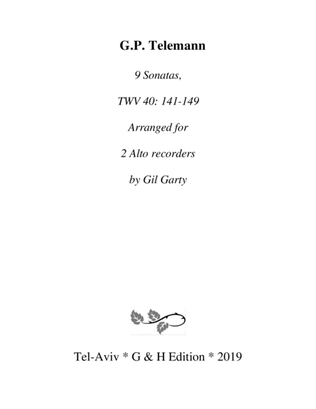 Book cover for 9 sonatas, TWV 40: 141-149 (arrangements for 2 Alto recorders)