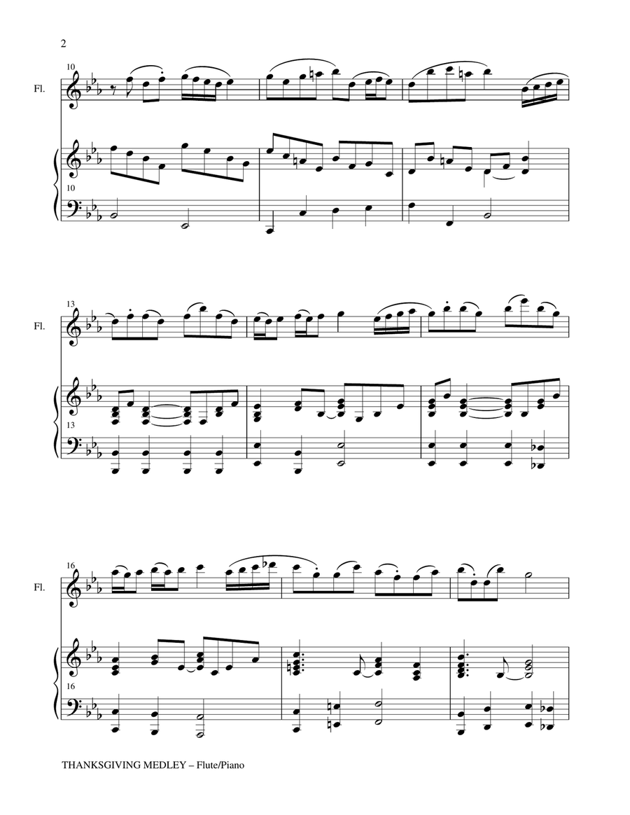 THANKSGIVING MEDLEY (Flute/Piano and Solo Flute Part) Flute Solo scores gallery preview page 2