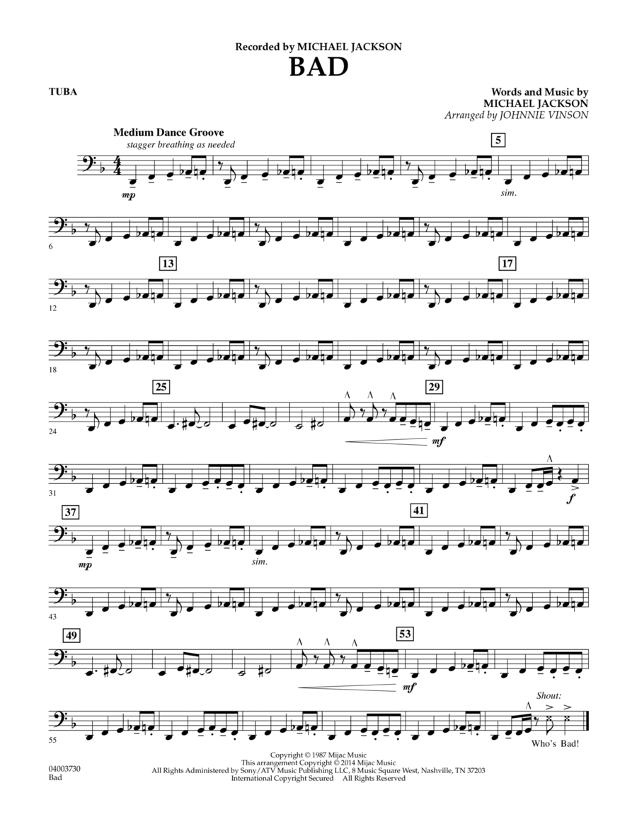 Bad - Tuba Concert Band scores gallery preview page 1