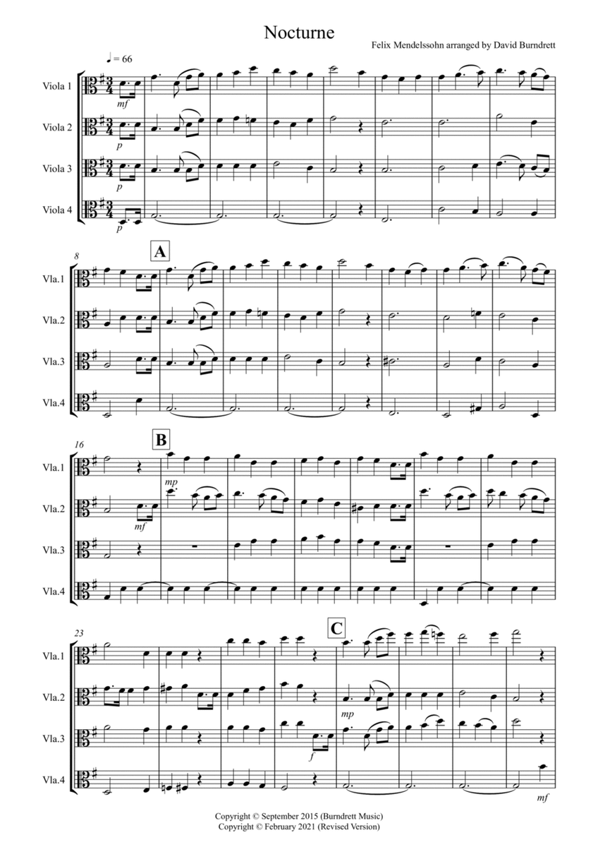 Nocturne (from A Midsummer Night's Dream for Viola Quartet