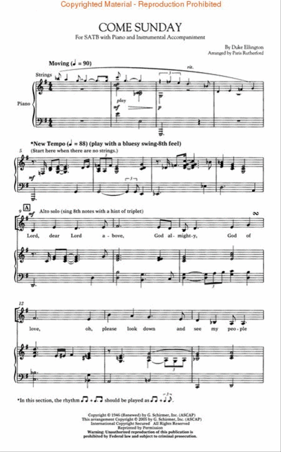 Come Sunday 4-Part scores gallery preview page 2